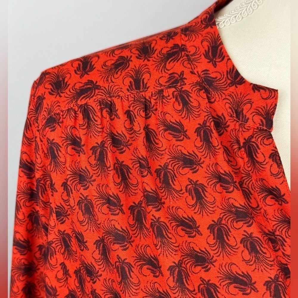 Treasure & Bond Long Sleeve Peasant Blouse Lightweight Red V-neck Medium Flowy - Picture 4 of 11